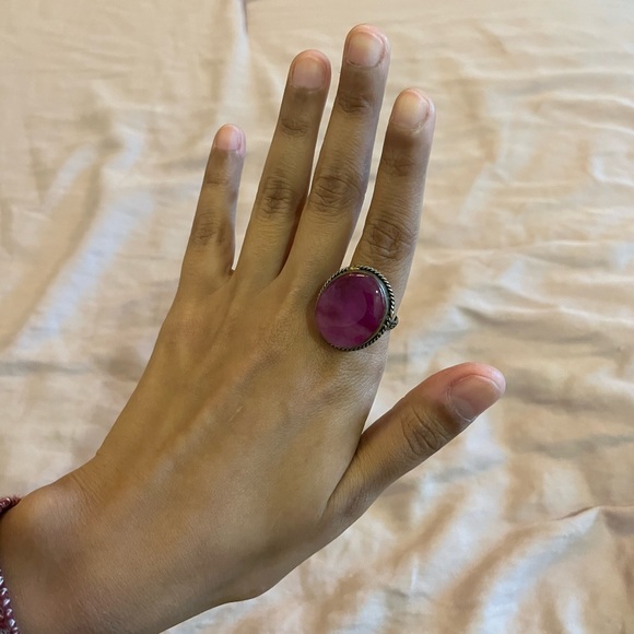 Pink stone silver ring - Picture 3 of 3